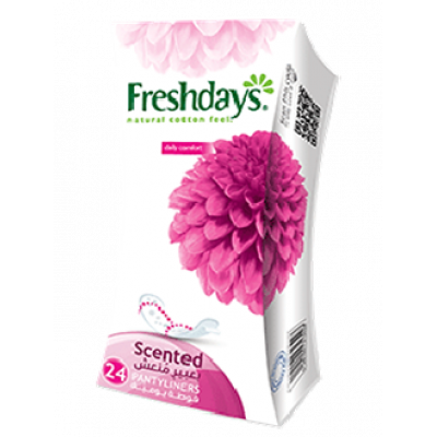 FRESHDAYS NATURAL COTTON FEEL DAILY COMFORT PINK SCENTED 24 PANTYLINERS